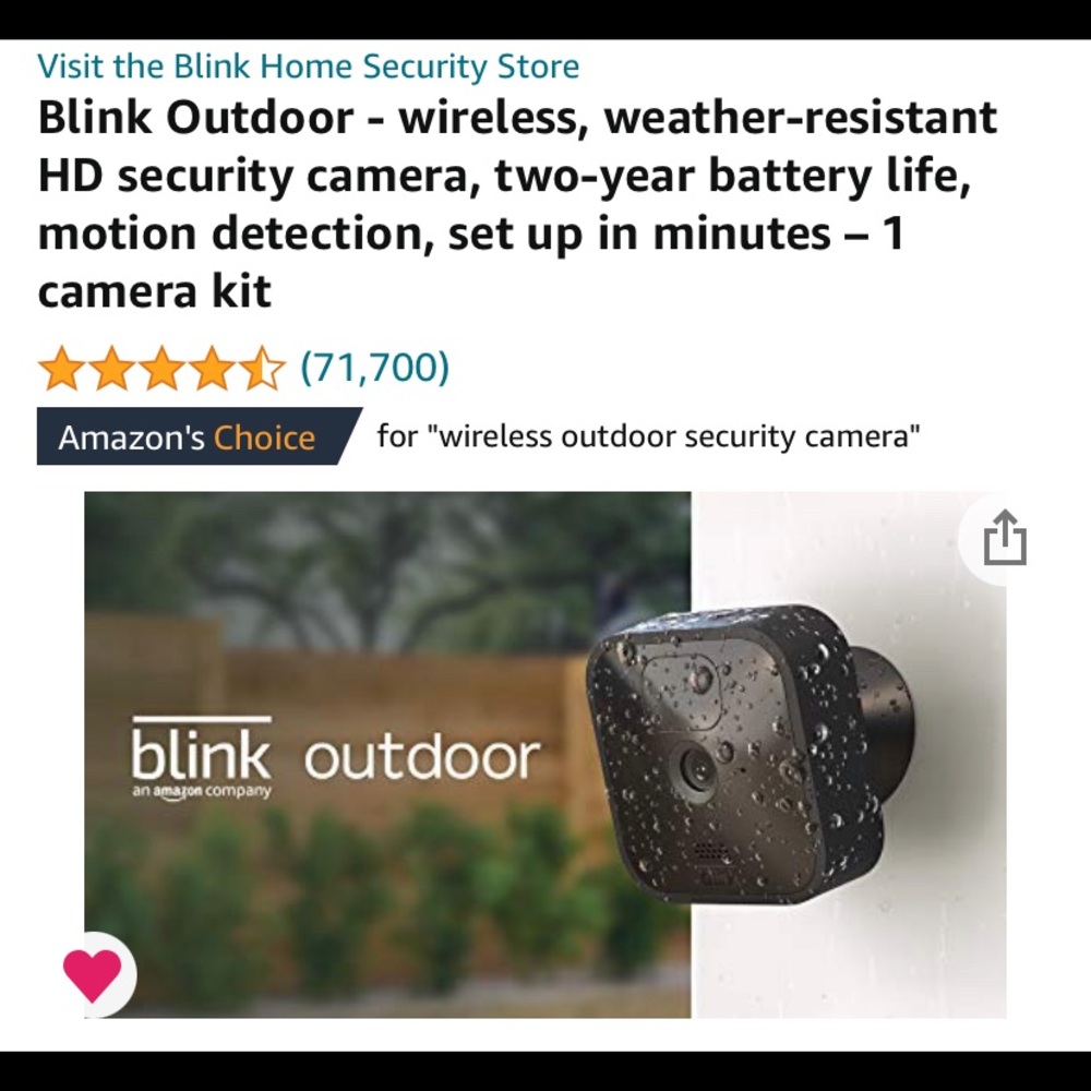Blink wireless HD security camera outdoor